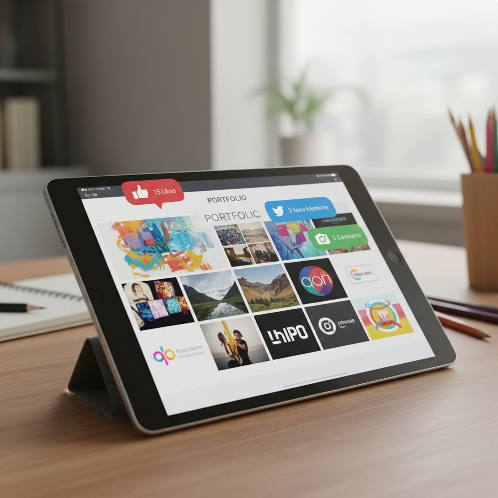 Portfolio projektanta postaci online z aktywnością w mediach społecznościowych, character design branding