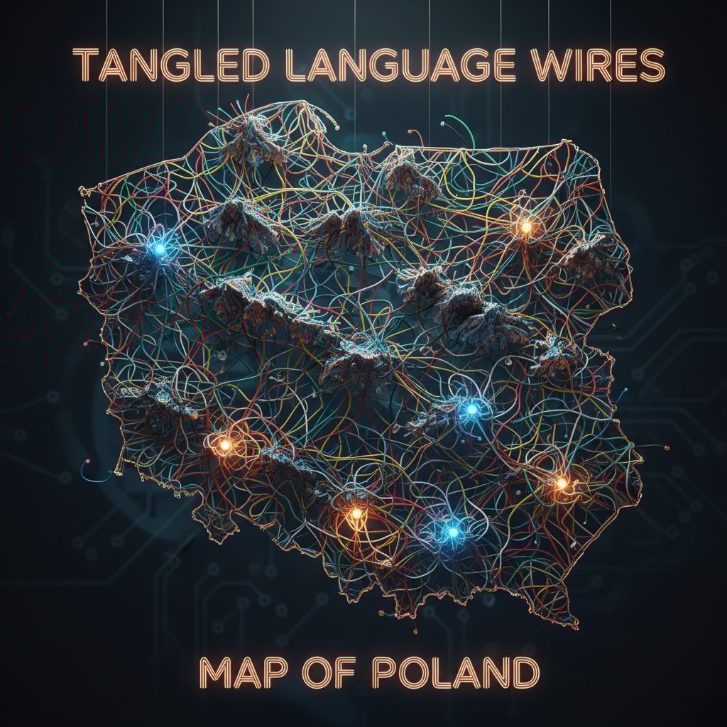 Splecione przewody językowe na mapie Polski – metafora wyzwań polskiej fleksji dla AI