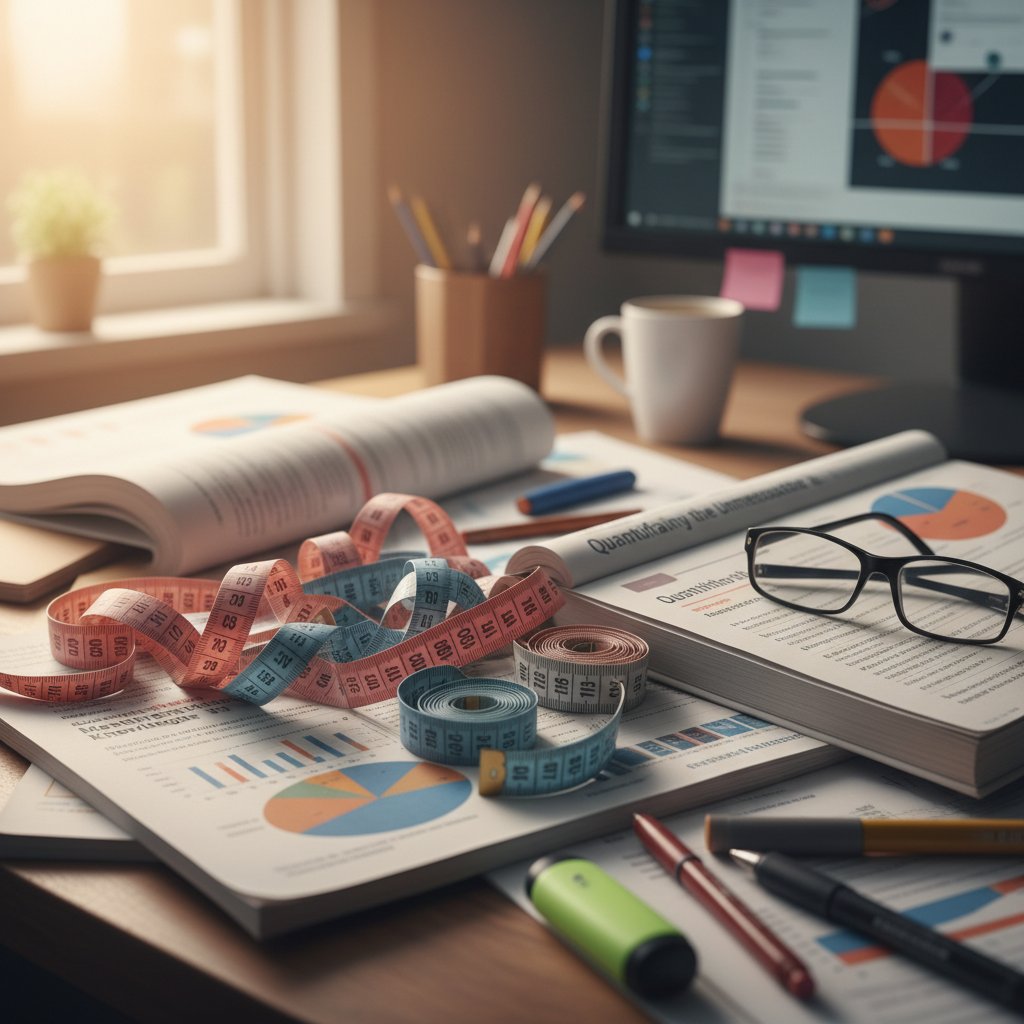 Conceptual photo of tangled measuring tapes over research reports, symbolizing the myth that longer is better in academic research reports