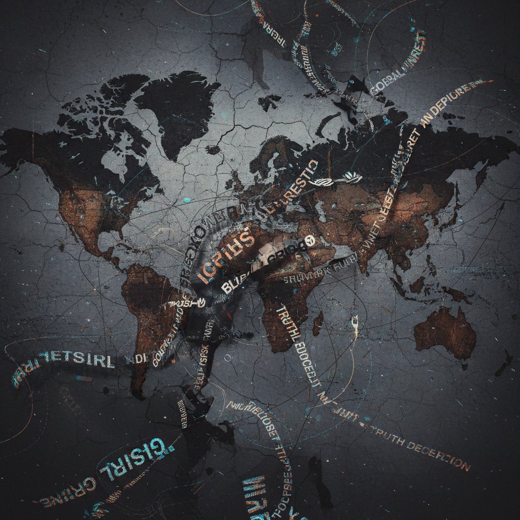 Nagłówki fałszywych wiadomości na tle starej mapy