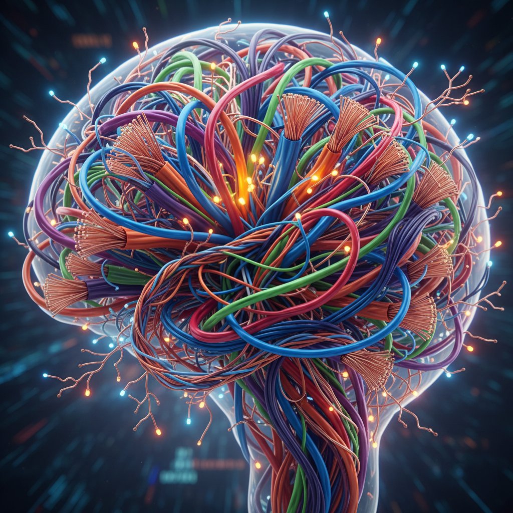 Symboliczne połączenia neuronów ilustrujące zaburzenia funkcji wykonawczych