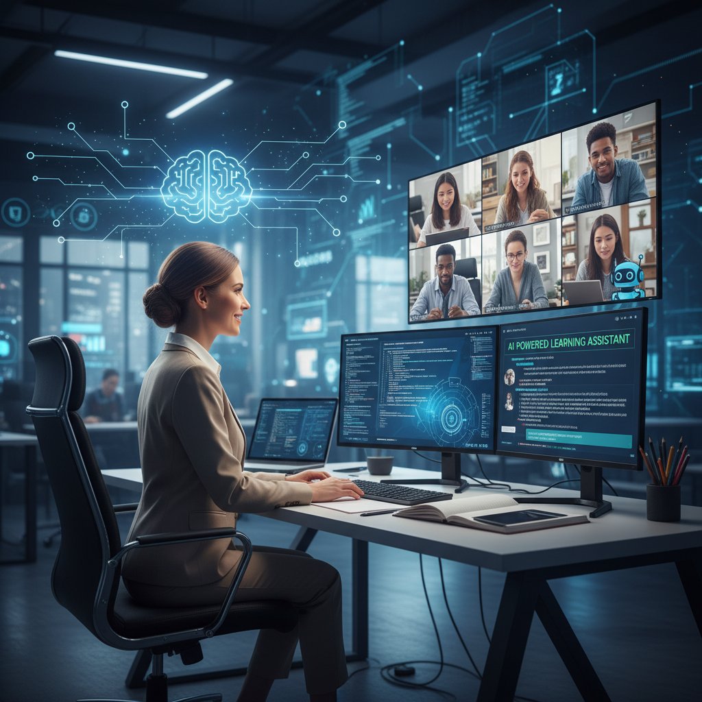 Nauczyciel online i AI, wspólna nauka przy komputerze, edukacja nowej generacji