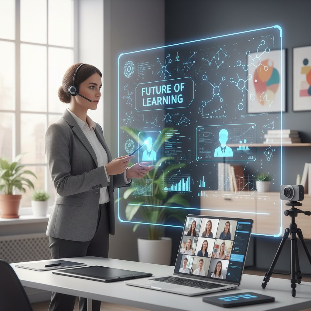 Nauczyciel prowadzący lekcję online, wykorzystujący nowoczesne narzędzia edukacyjne