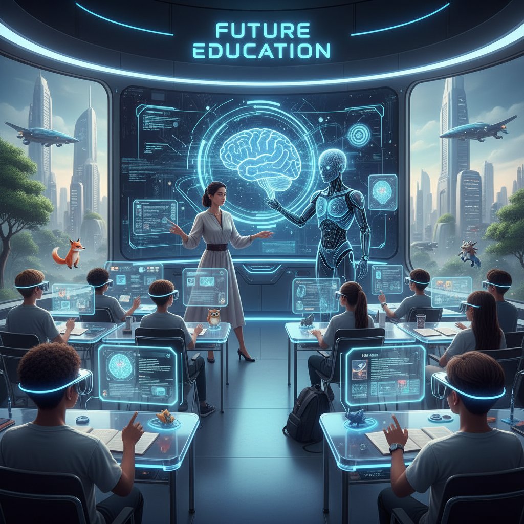 Nauczyciel i uczeń patrzący na ekran laptopa z AI – przyszłość edukacji