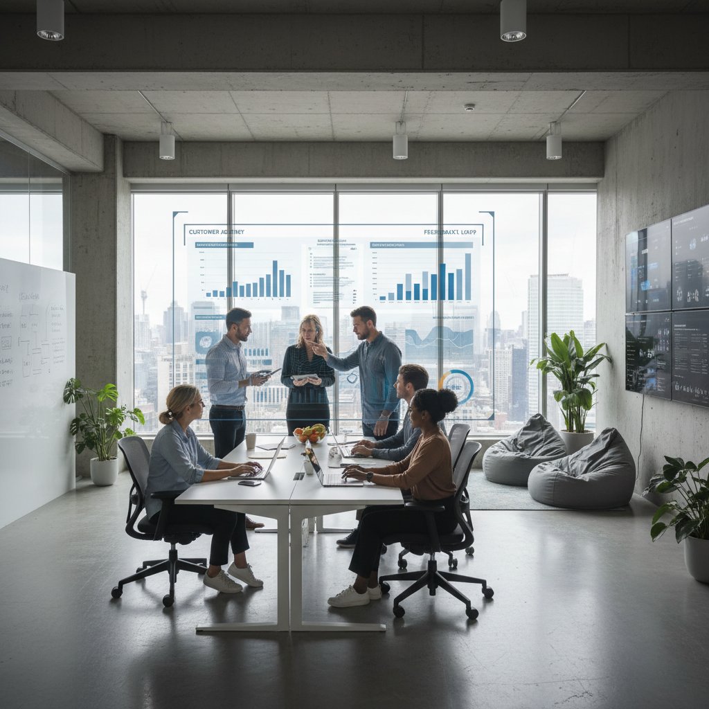 Zespół analizujący trendy doświadczenia klienta w nowoczesnym otoczeniu