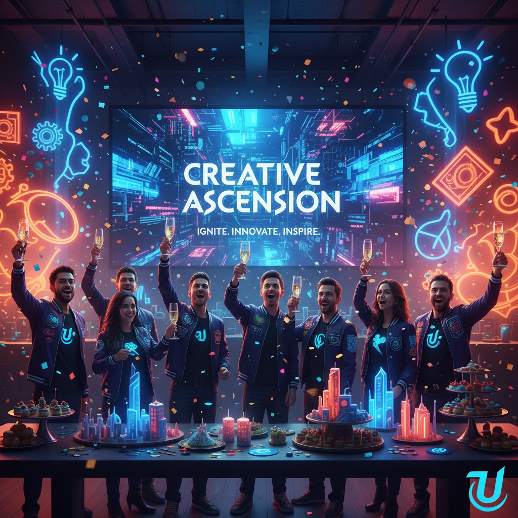 Zespół świętujący sukces po wdrożeniu unikalnej identyfikacji wizualnej marki