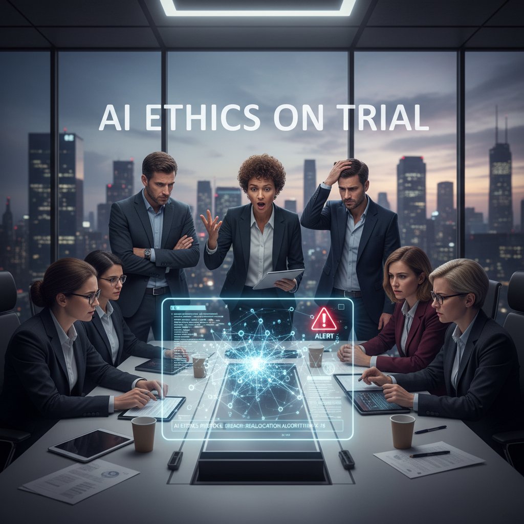 Zespół dyskutujący nad kontrowersyjną decyzją AI