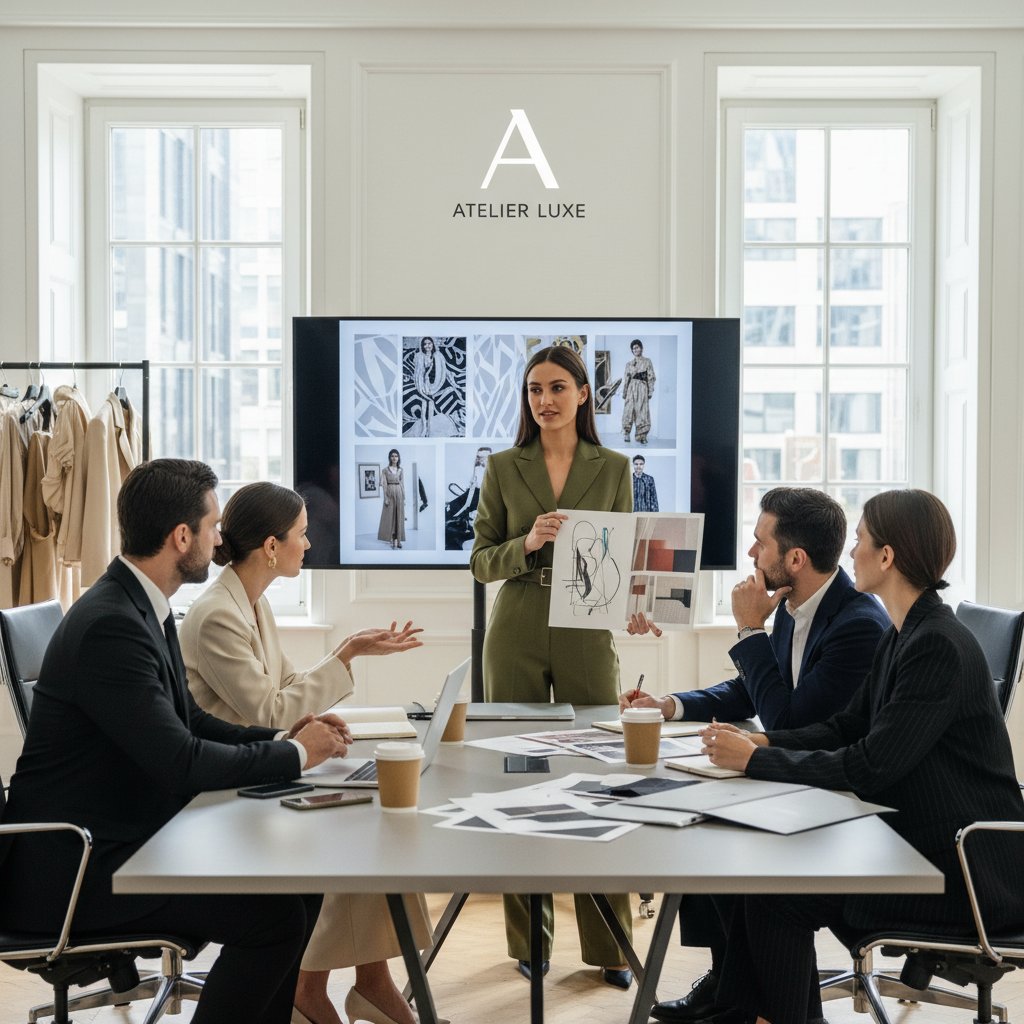 Zespół oceniający konsultanta kreatywnego w biurze marki modowej