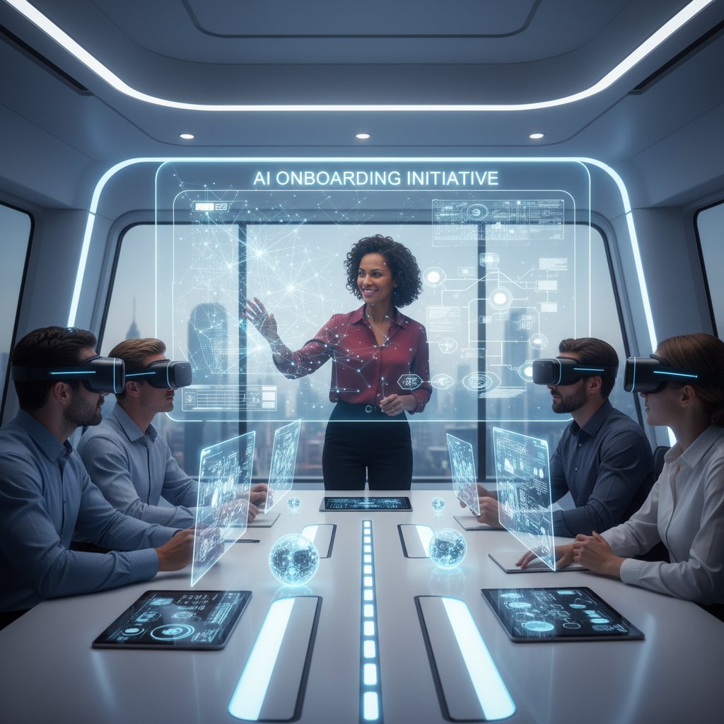 Lider zespołu prowadzi wdrożenie chatgpt team building na spotkaniu hybrydowym, energia i zaangażowanie, słowa kluczowe: wdrożenie AI, lider zespołu