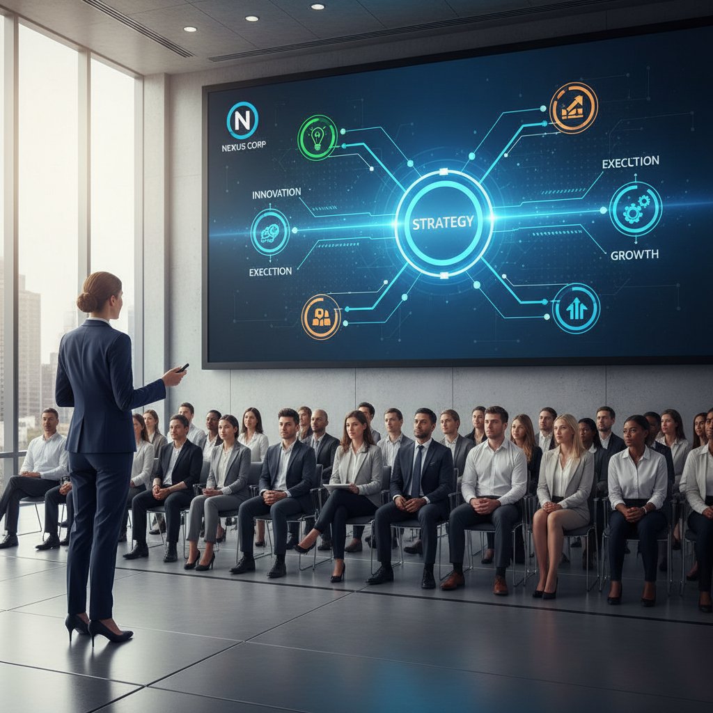 Lider zespołu prezentujący nowy diagram funkcjonalny przed grupą