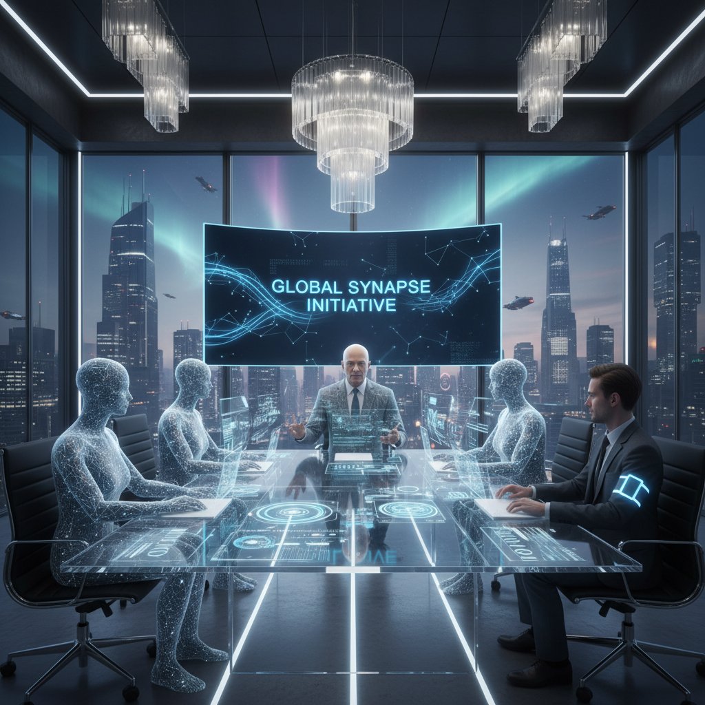 Future of work, AI-human team meeting