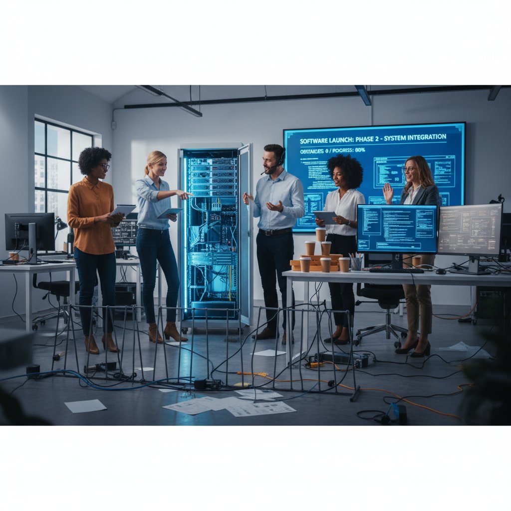 Zespół omijający przeszkody podczas wdrożenia nowego systemu w firmie