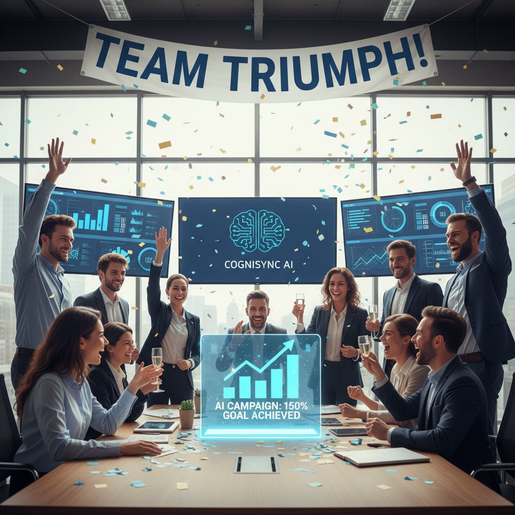 Zespół świętujący sukces kampanii AI w polskiej firmie
