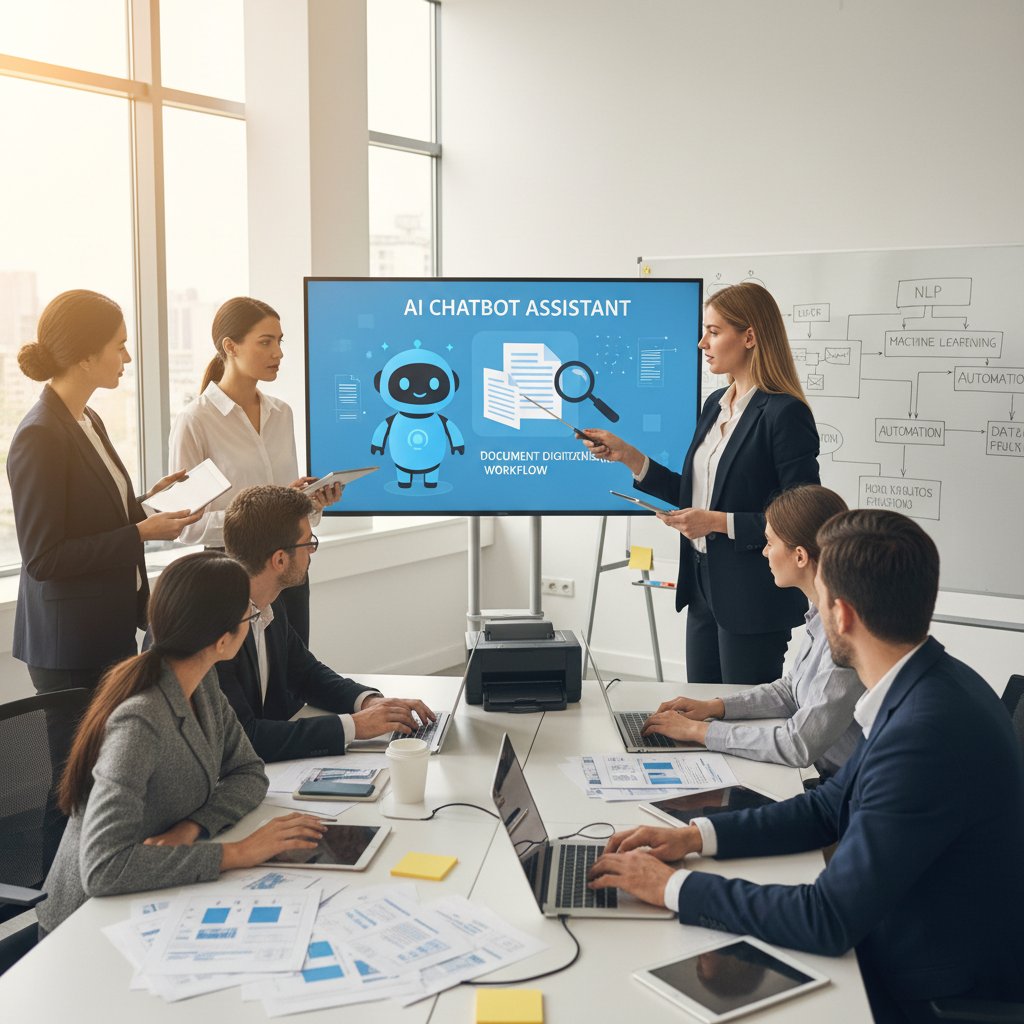 Szkolenie zespołu w firmie na temat wdrożenia chatbota do digitalizacji dokumentów