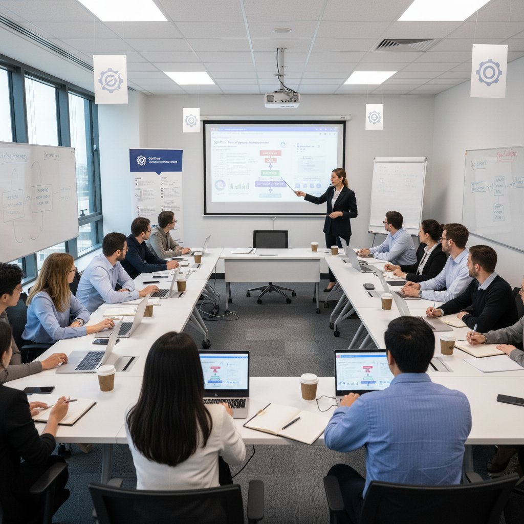Szkolenie zespołu podczas wdrożenia nowego systemu zarządzania