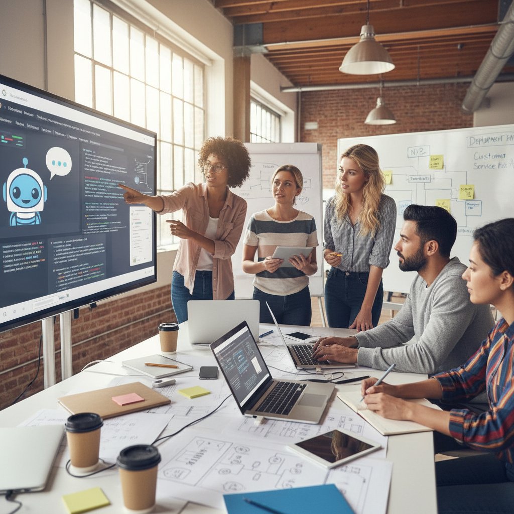 Zespół pracujący nad wdrożeniem chatbota w polskiej firmie