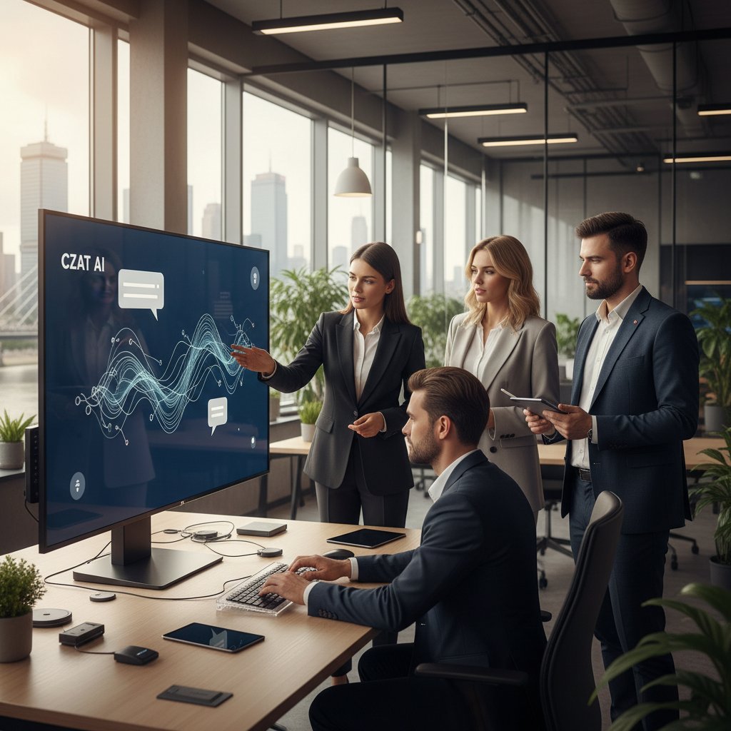 Zespół pracujący nad rozwojem platformy czat.ai, współpraca, polskie biuro, nowoczesne technologie