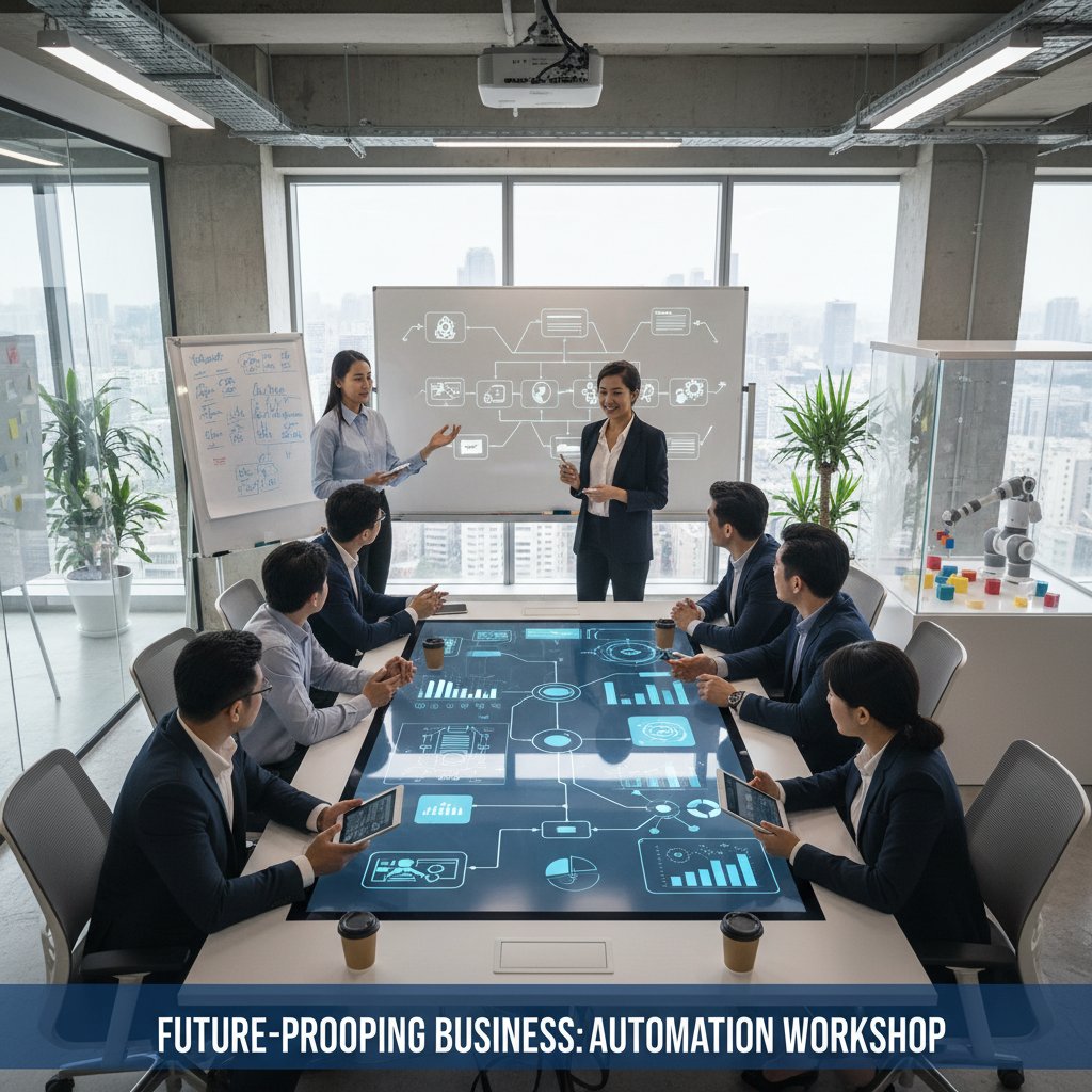 Zespół uczestniczący w warsztatach dotyczących wdrożenia automatyzacji w firmie