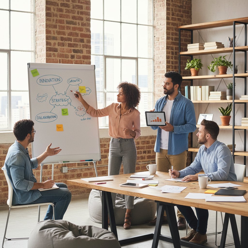 Zespół ludzi pracujący razem przy stole – symbol kapitału intelektualnego firmy