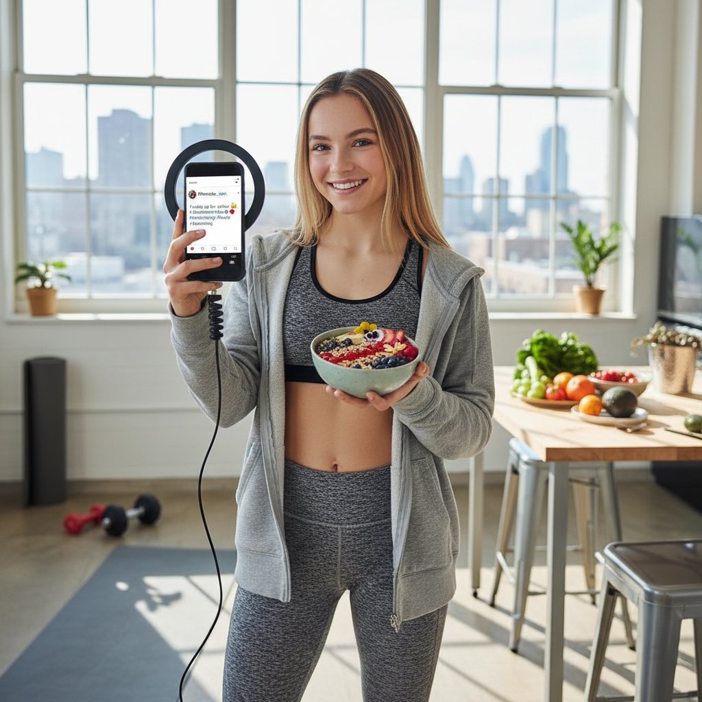 Nastoletnia dziewczyna przegląda Instagram, pełen zdjęć jedzenia i fit sylwetek