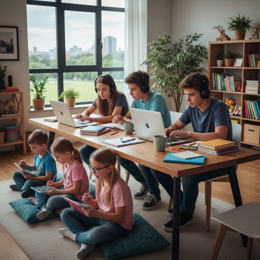 Uczniowie różnych grup wiekowych podczas nauki online – obraz przełamujący stereotypy