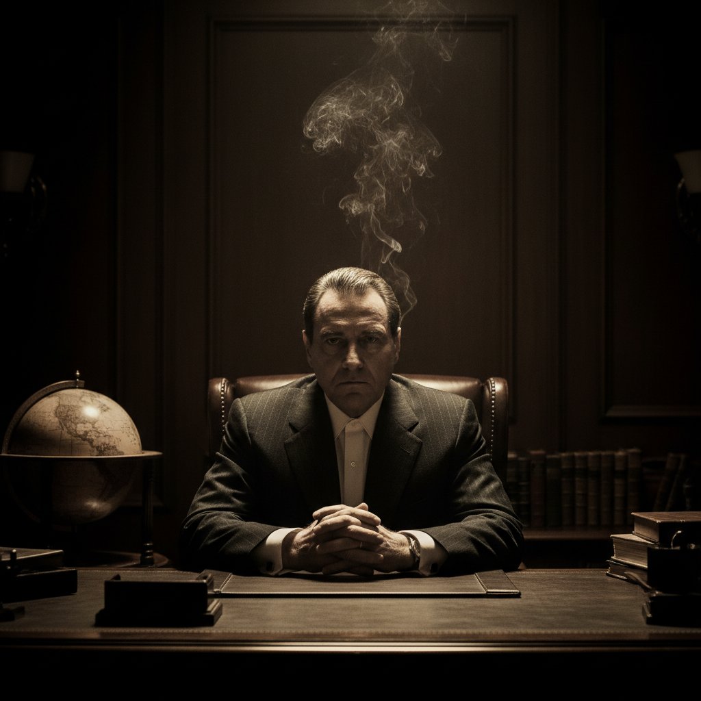 The Godfather iconic lighting, chiaroscuro, dramatic and intense mood, tribute to Coppola’s visual legacy