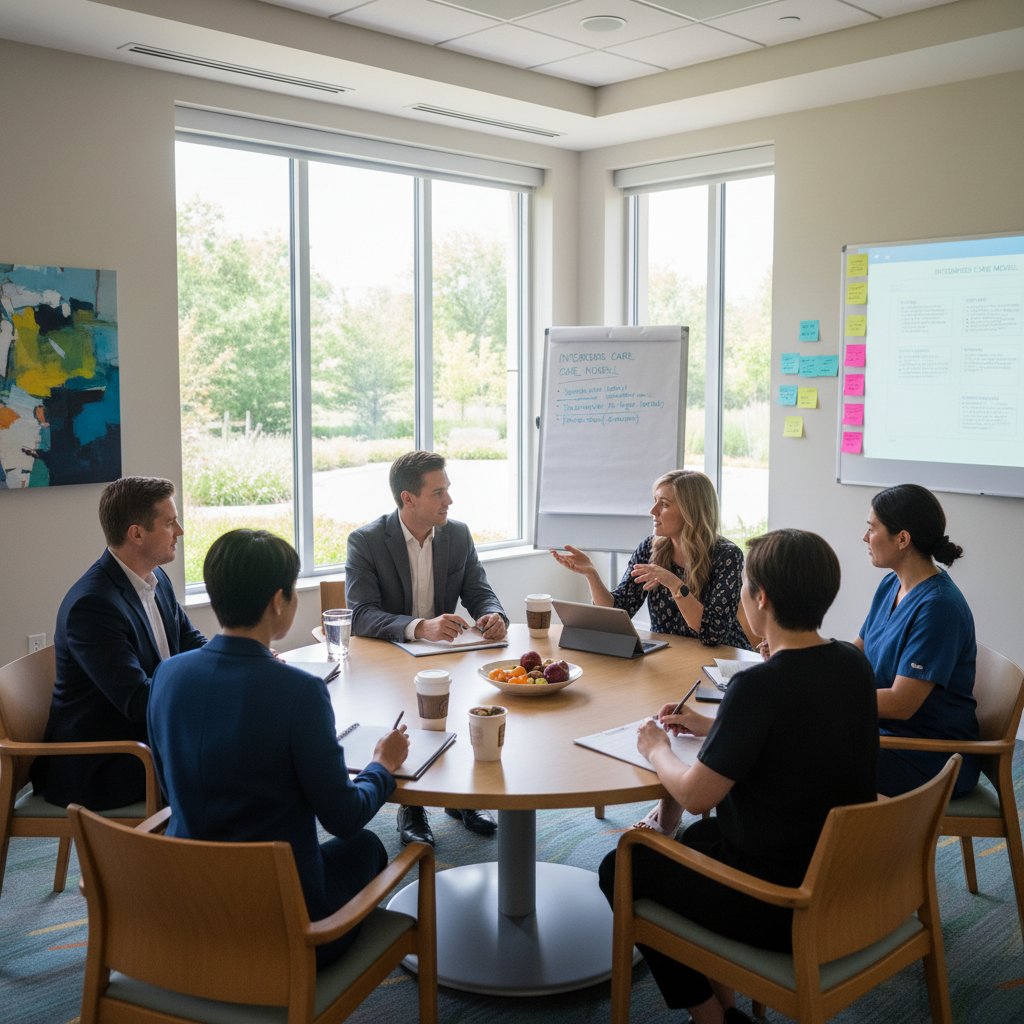 Terapeuci podczas spotkania zespołu terapeutycznego, nowoczesne leczenie zaburzeń odżywiania