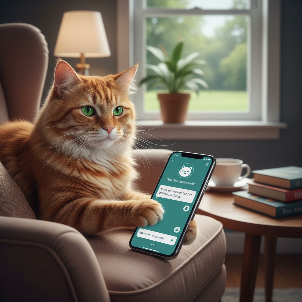 Kot terapeuta kontra aplikacja AI na smartfonie