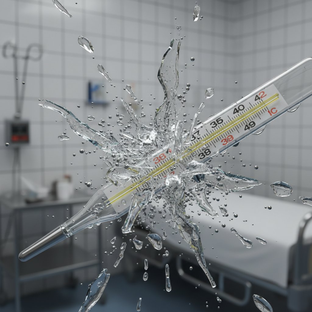 Przegrzany termometr jako symbol hipertermii i jej zagrożenia