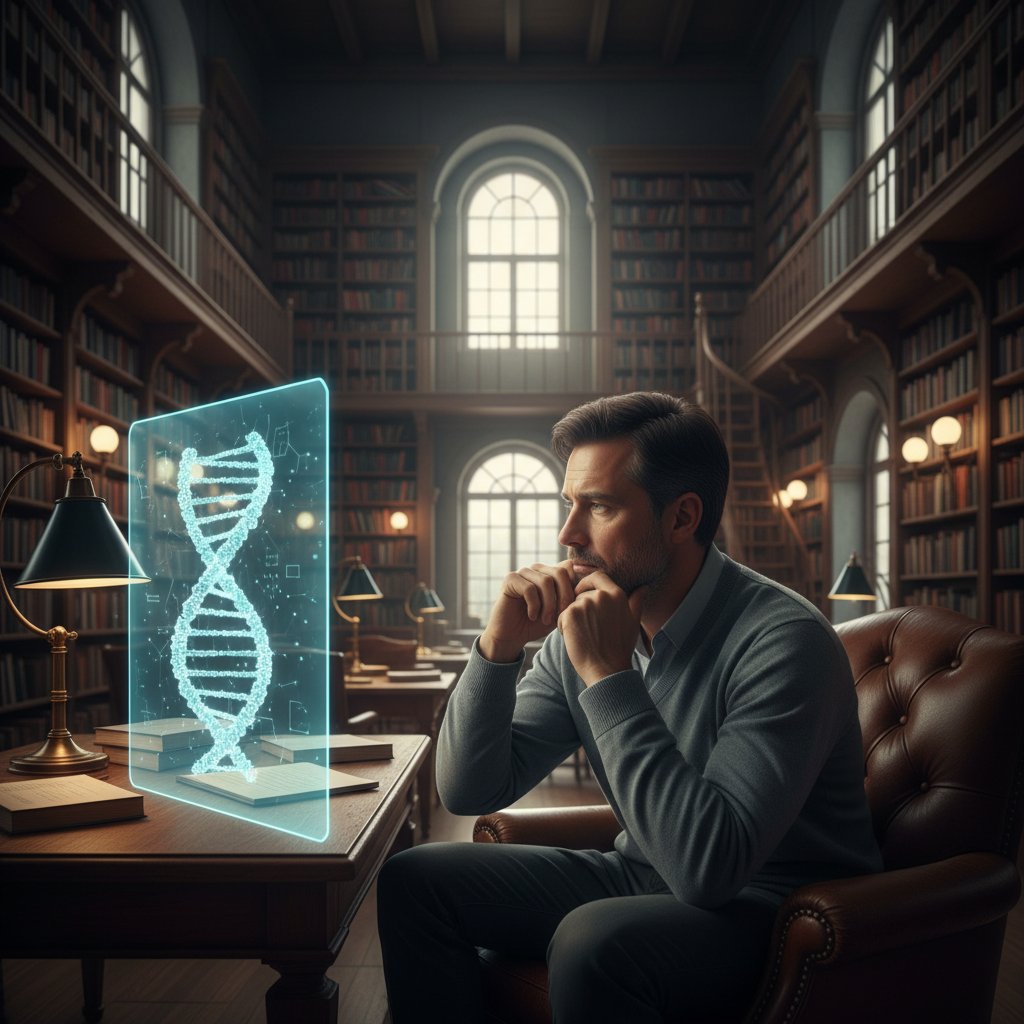 Osoba analizująca informacje o edycji genów w bibliotece