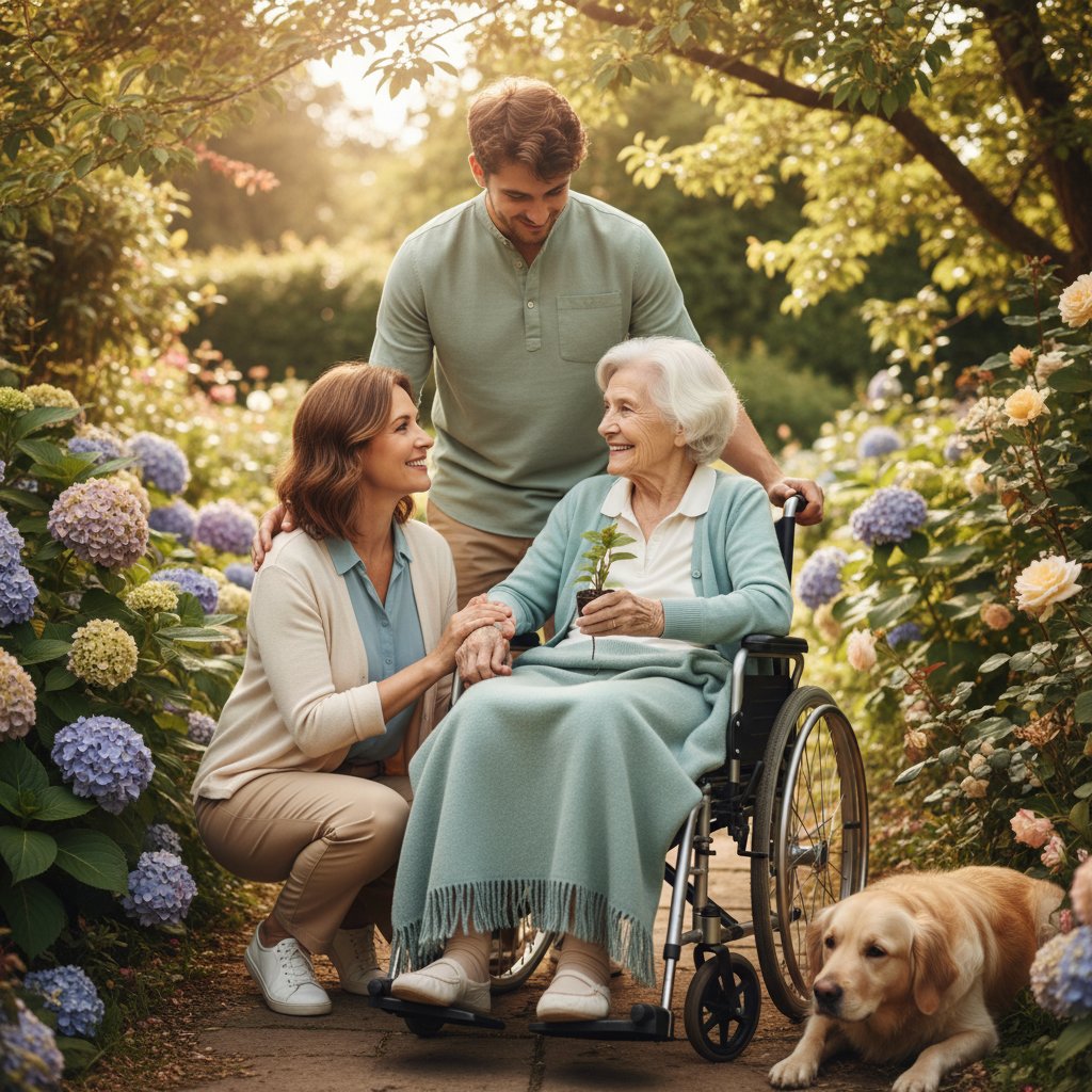 Trzy pokolenia rodziny razem podczas rekonwalescencji po chorobie