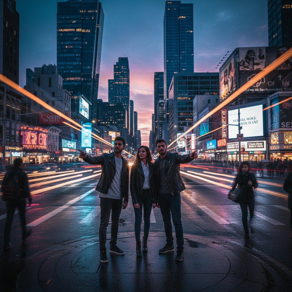 Trzy osoby wybierające różne ścieżki – metafora wyborów wynikających ze stylu atrybucji