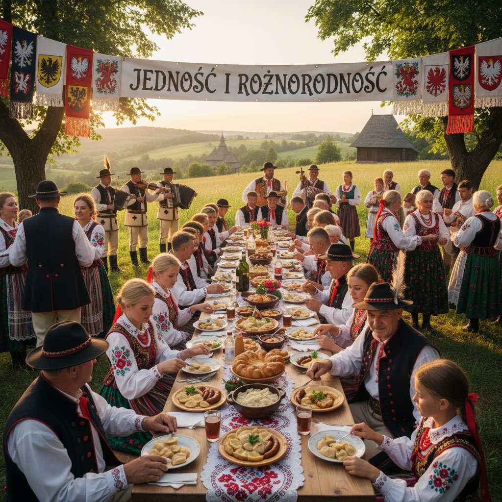 Tradycyjne polskie spotkanie, jedność w różnorodności