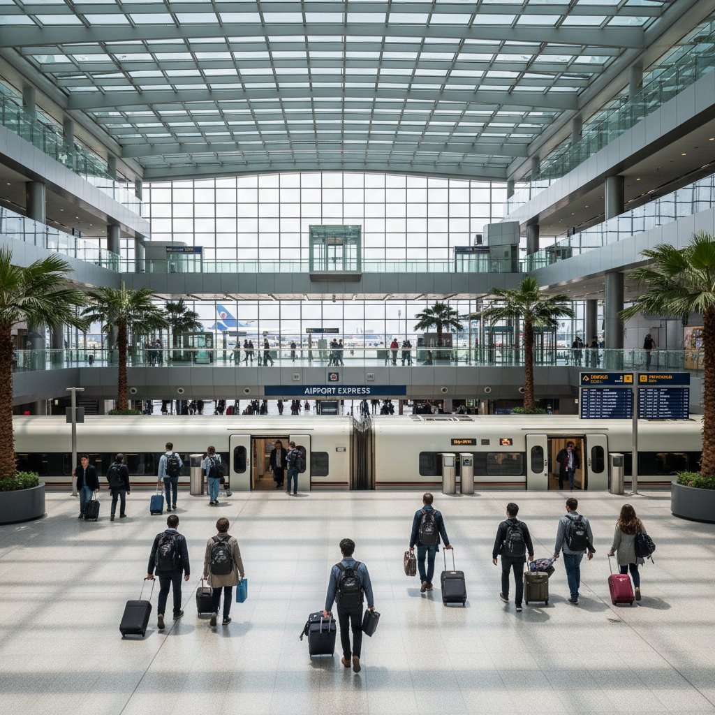 Podróżni wsiadający do pociągu na stację Pyrzowice