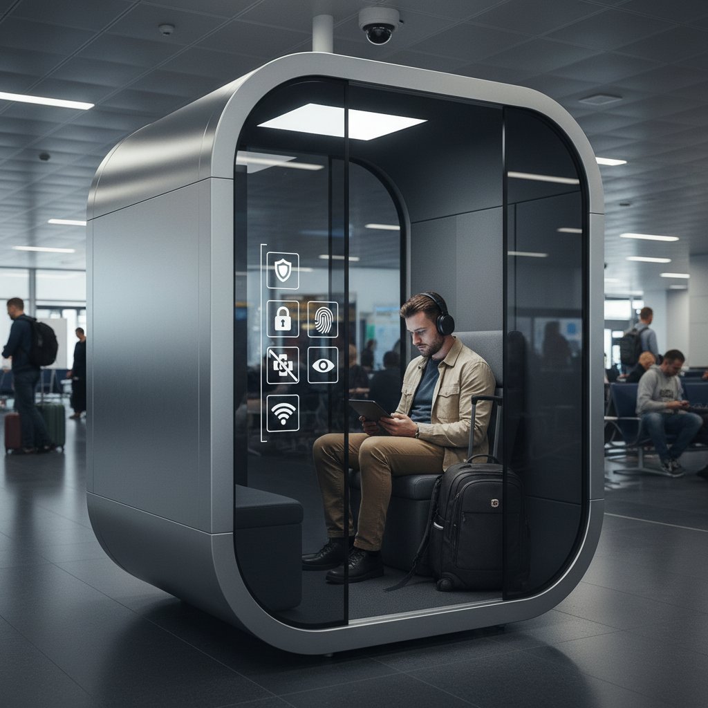Podróżnik chroni swoją prywatność przed podróżą na lotnisku