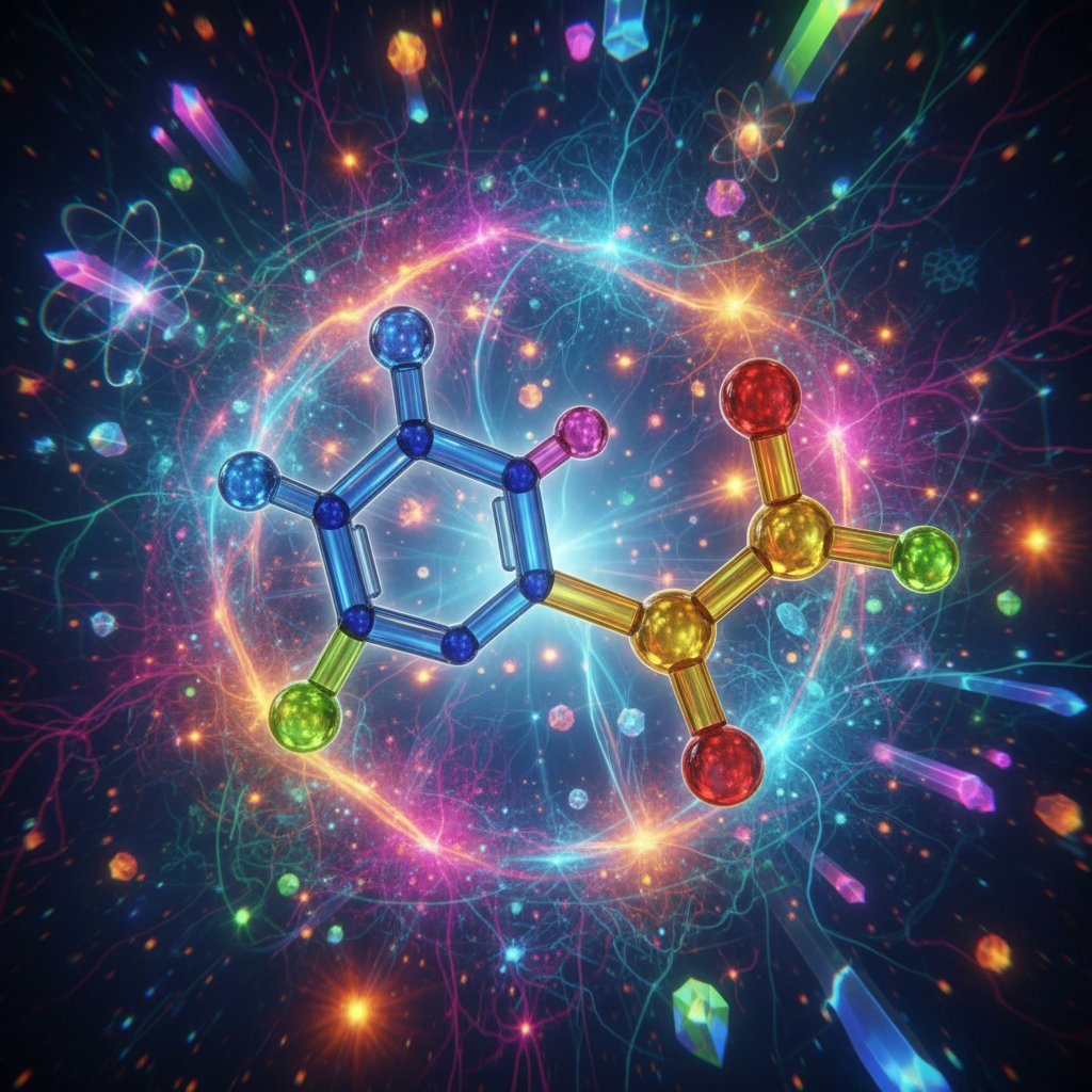Struktura chemiczna tryptofanu na kolorowym tle naukowym
