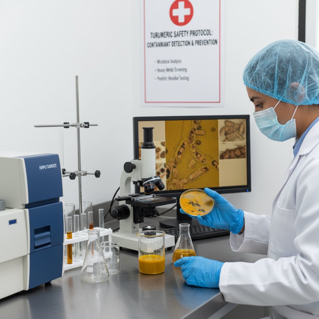 Laboratoryjne badanie próbek kurkumy pod kątem zanieczyszczeń