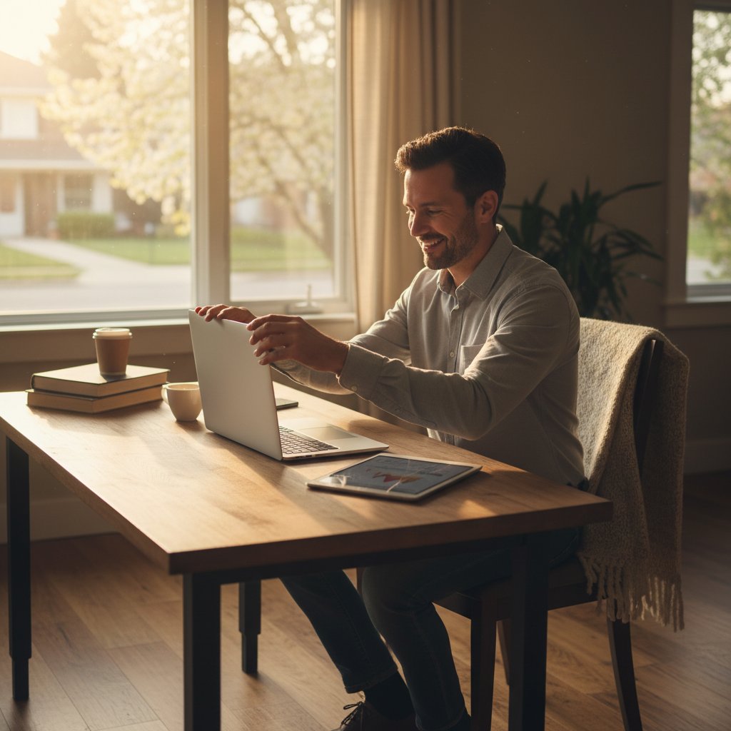 Korepetytor kończący pracę z poczuciem sukcesu po wdrożeniu skutecznej strategii