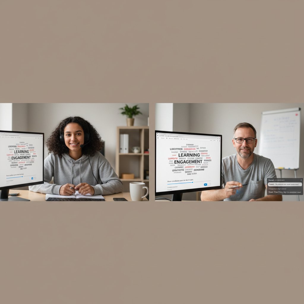 Zajęcia online z użyciem Mentimeter – nauczyciel i uczeń w trakcie głosowania, interaktywne korepetycje online