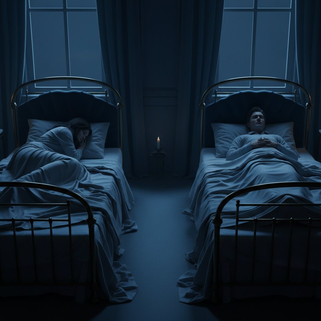 Dwoje ludzi w osobnych łóżkach przez chrapanie