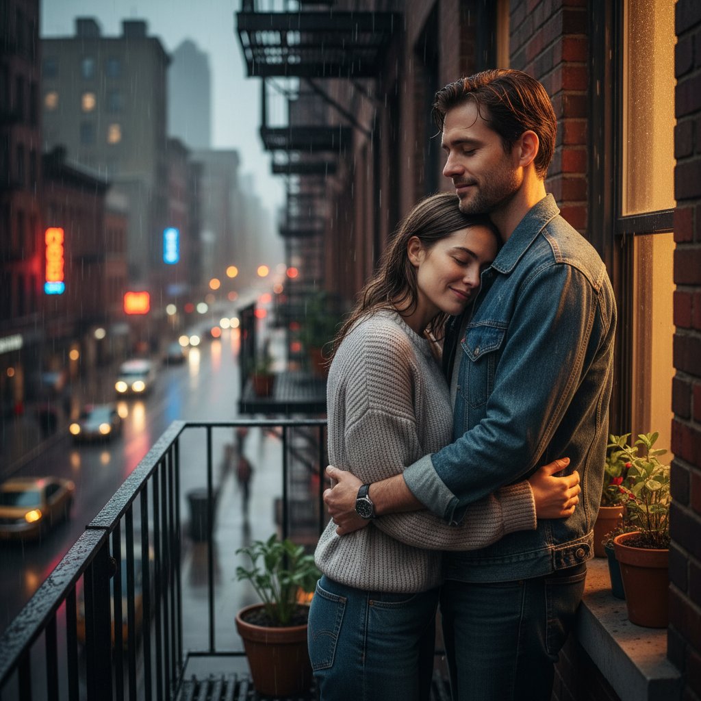 Dwoje ludzi w miejskiej scenerii, napięcie i intymność – współregulacja emocji w relacjach