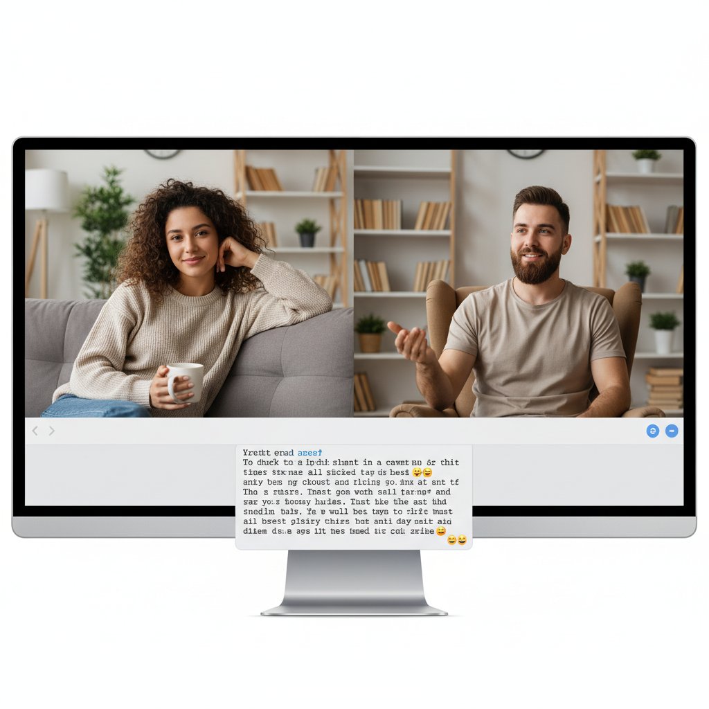 Dwie osoby rozmawiające przez internet będące zrelaksowane i szczere, słowa kluczowe: szczerość rozmowa internetowa