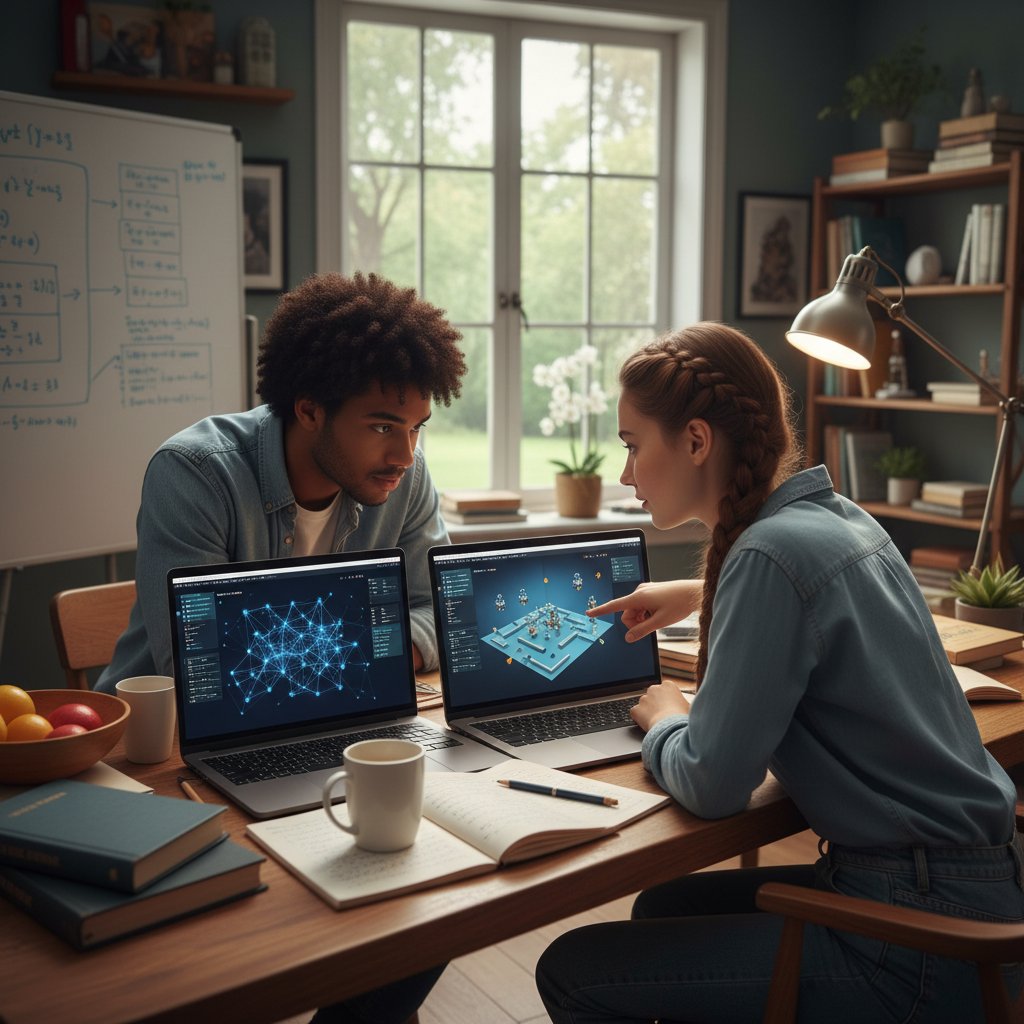 Porównanie dwóch uczniów testujących różne symulatory AI w domowych warunkach
