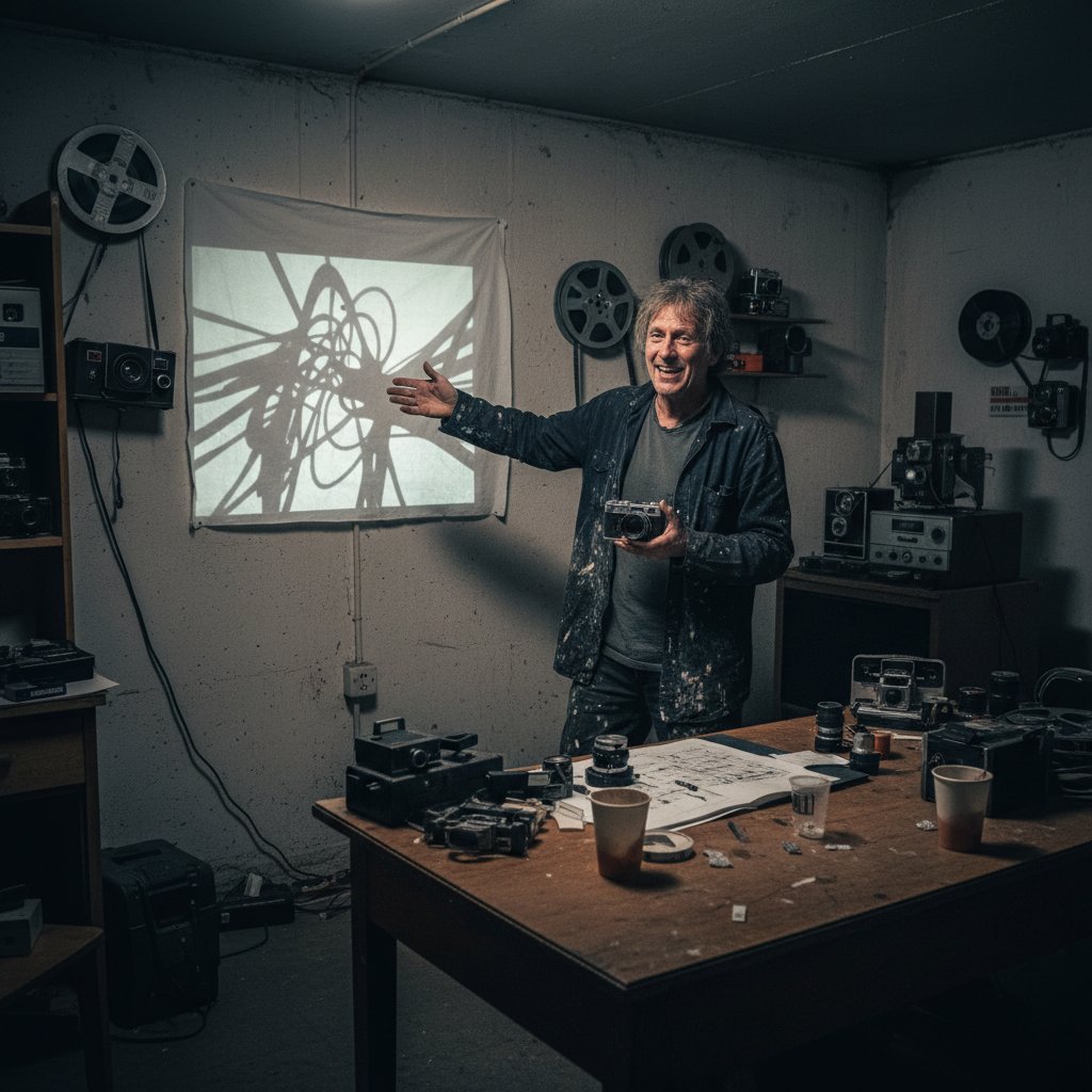 Underground filmmaker at work, unsung experimental cinema visionary