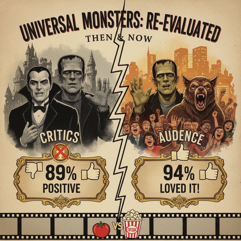 Bar chart comparing critic and audience ratings for Universal monster films