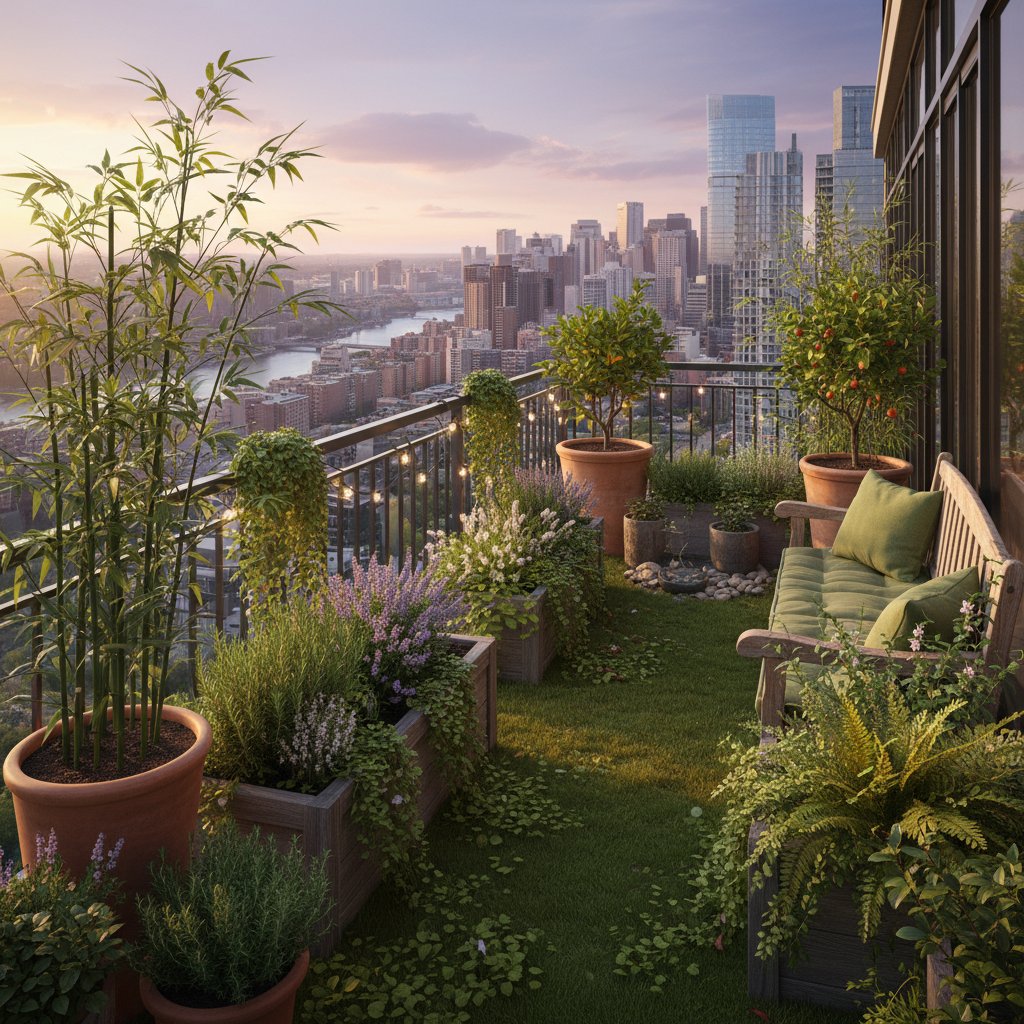 Ogród na miejskim balkonie, kontakt z naturą w środku miasta, zielone rośliny