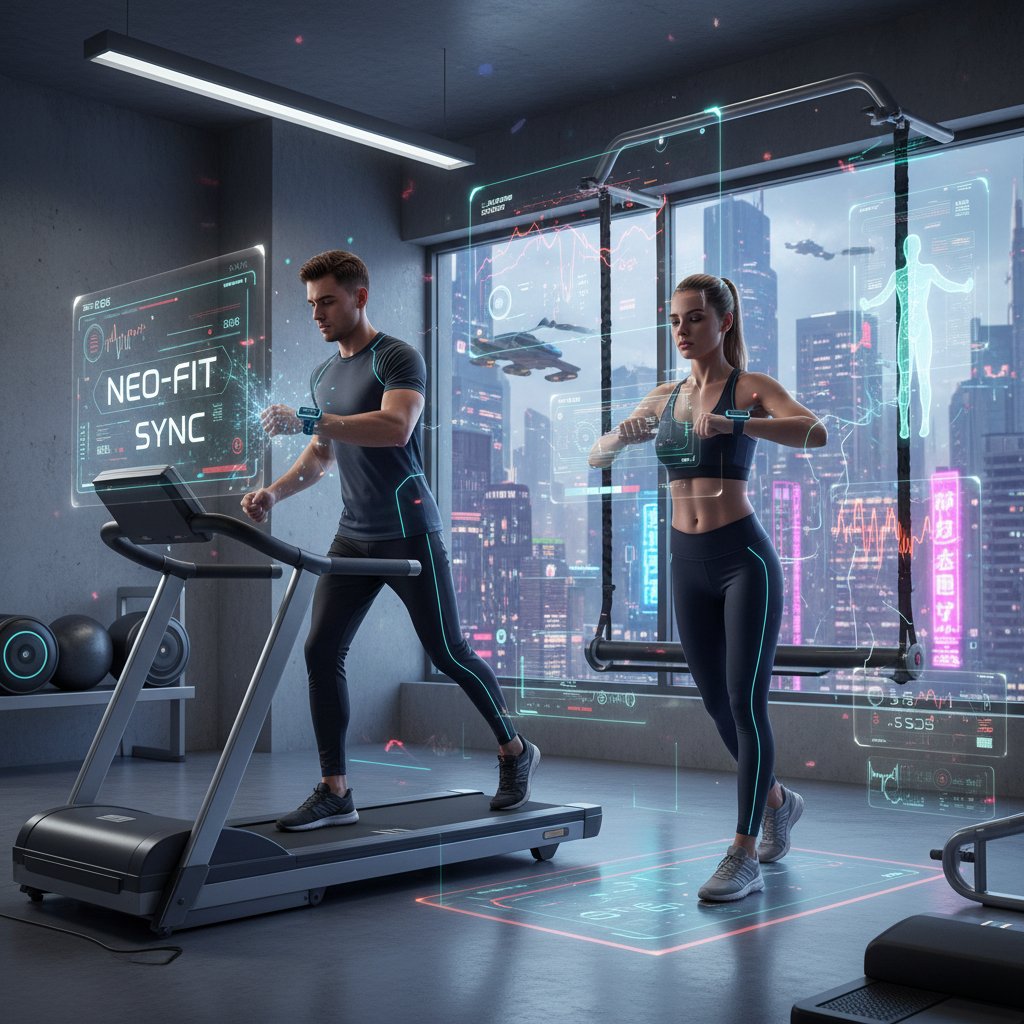 Trening w nowoczesnej siłowni, kobieta i mężczyzna analizują dane na smartfonie z aplikacją fitness AI