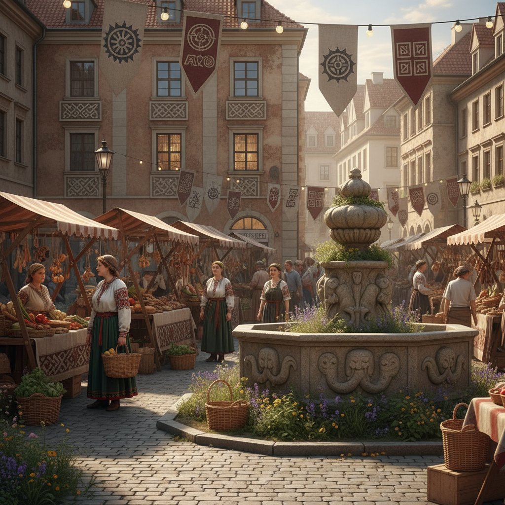 Współczesny targ w Polsce z subtelnymi odniesieniami do ajurwedy