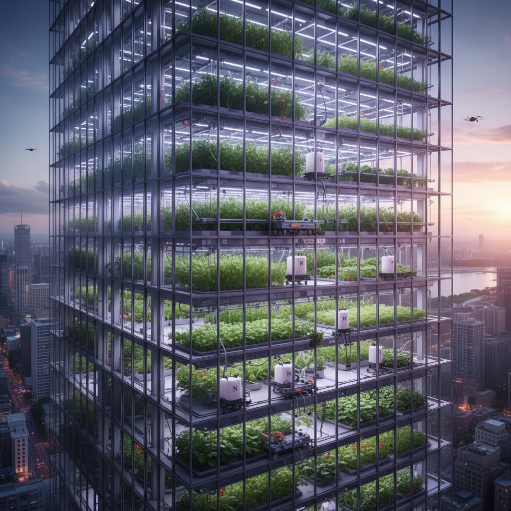 Miejska farma pionowa z automatycznym systemem nawadniania i nawożenia