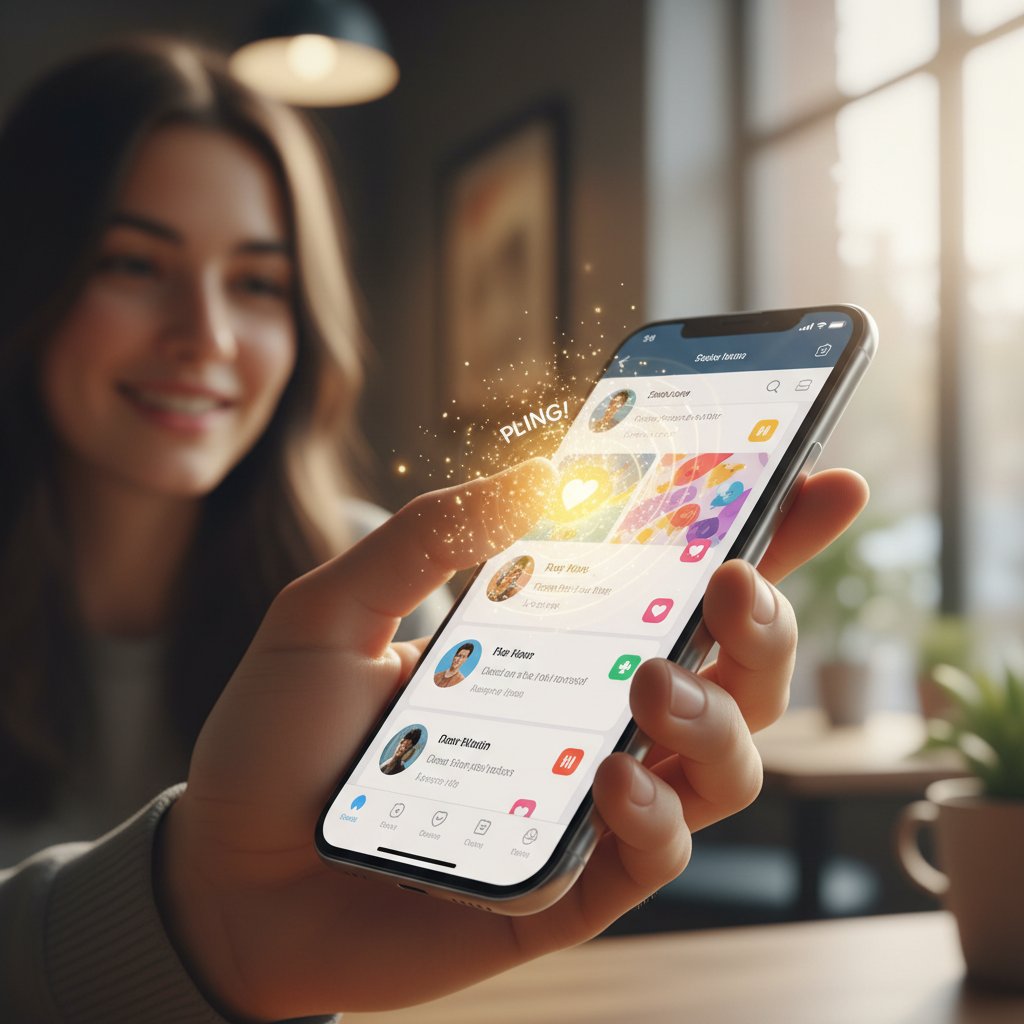 Użytkownik reagujący na mikrointerakcję w aplikacji mobilnej